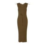 Max Mara Fado Rib-Knit Cotton and Viscose Dress in Mud | Maxi Dresses | Coveti