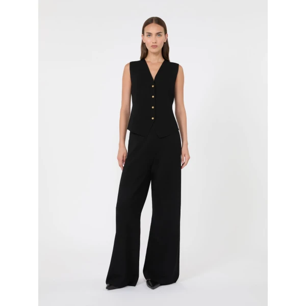 Max Mara Faida Viscose Crepe Knit Trousers in Black | Tailored pants | Coveti