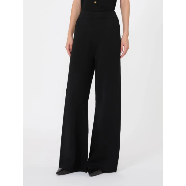 Max Mara Faida Viscose Crepe Knit Trousers in Black | Tailored pants | Coveti