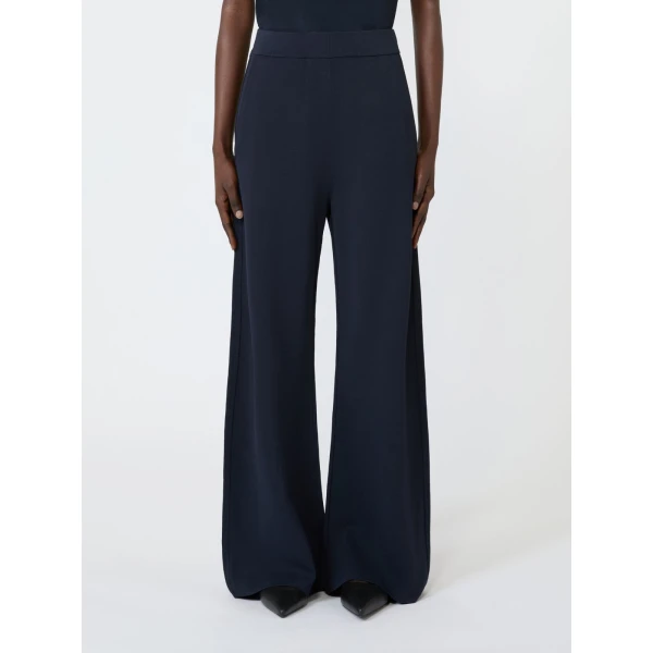 Max Mara Faida Viscose Crepe Knit Trousers in Ultramarine | Tailored pants | Coveti