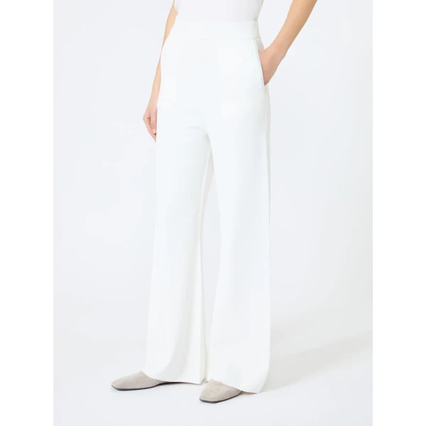 Max Mara Faida Viscose Crepe Knit Trousers in White | Tailored pants | Coveti