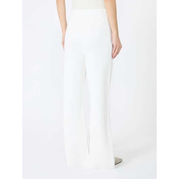 Max Mara Faida Viscose Crepe Knit Trousers in White | Tailored pants | Coveti