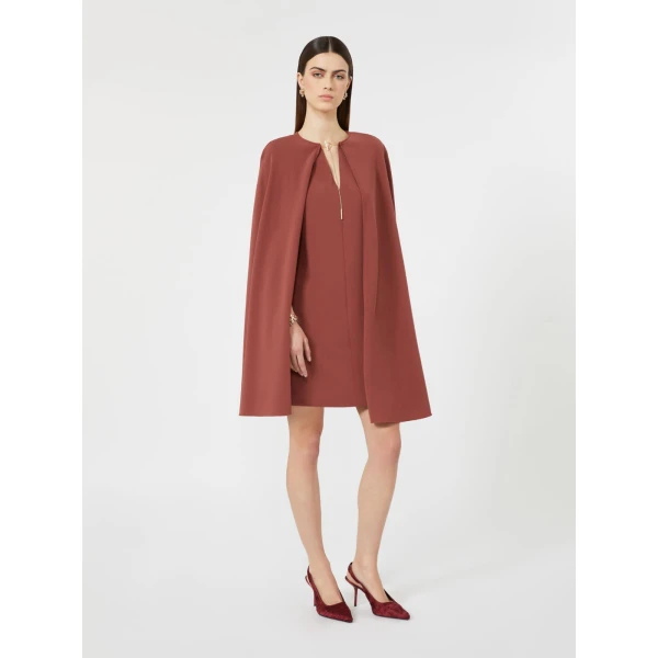 Max Mara Falange Short Cady Cape Dress in Antique Rose | Mini Dresses | Coveti