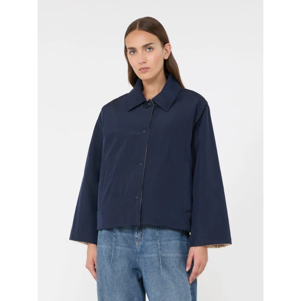 Max Mara Falena Reversible Padded Taffeta Jacket in Navy | Jackets | Coveti