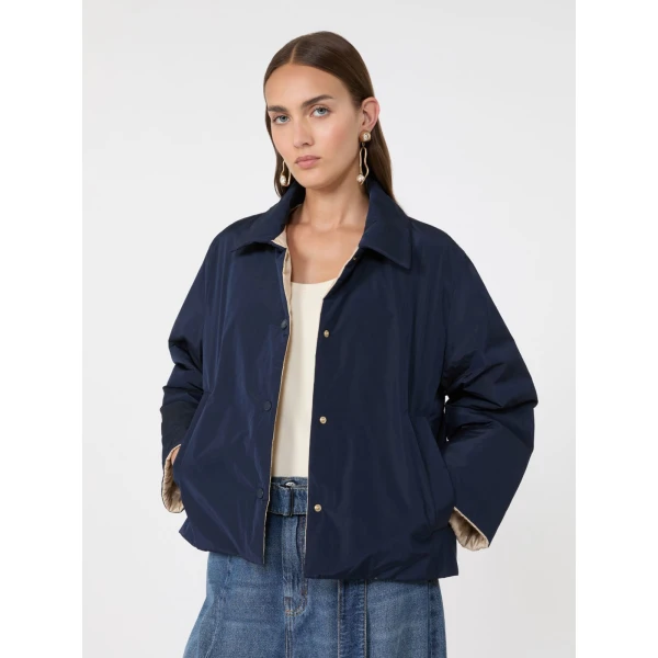 Max Mara Falena Reversible Padded Taffeta Jacket in Navy | Jackets | Coveti