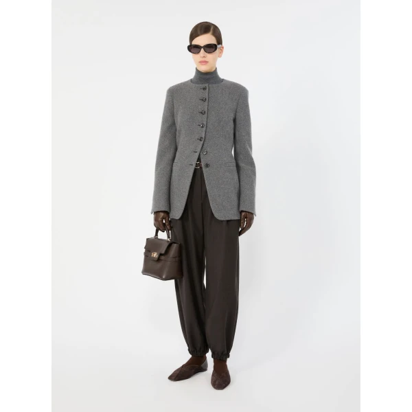Max Mara Falla Cashmere Crew-Neck Jacket in Dark Grey | Blazers | Coveti