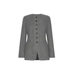 Max Mara Falla Cashmere Crew-Neck Jacket in Dark Grey | Blazers | Coveti