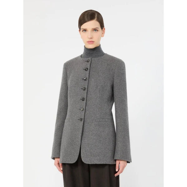 Max Mara Falla Cashmere Crew-Neck Jacket in Dark Grey | Blazers | Coveti