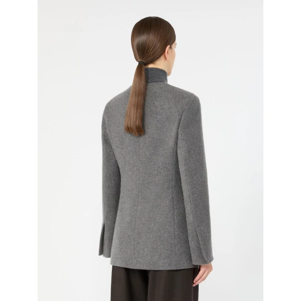 Max Mara Falla Cashmere Crew-Neck Jacket in Dark Grey | Blazers | Coveti