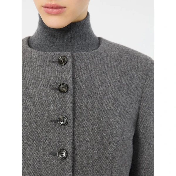 Max Mara Falla Cashmere Crew-Neck Jacket in Dark Grey | Blazers | Coveti