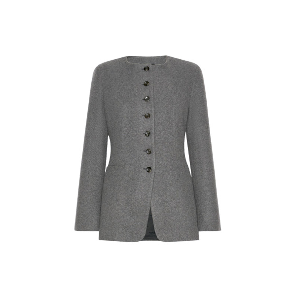 Max Mara Falla Cashmere Crew-Neck Jacket in Dark Grey | Blazers | Coveti