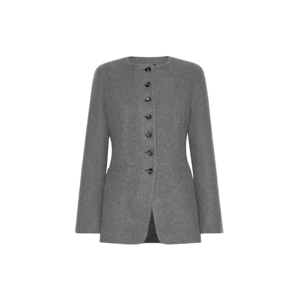 Falla Cashmere Crew-Neck Jacket in Dark Grey