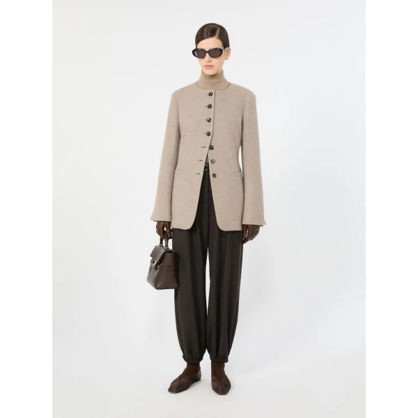 Max Mara Falla Cashmere Crew-Neck Jacket in Sand | Blazers | Coveti
