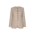 Max Mara Falla Cashmere Crew-Neck Jacket in Sand | Blazers | Coveti
