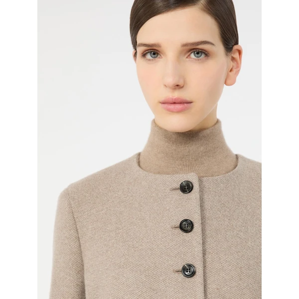 Max Mara Falla Cashmere Crew-Neck Jacket in Sand | Blazers | Coveti