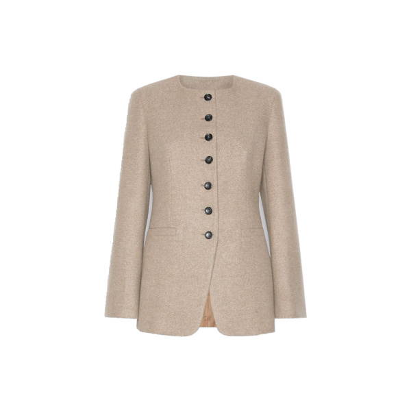 Max Mara Falla Cashmere Crew-Neck Jacket in Sand | Blazers | Coveti