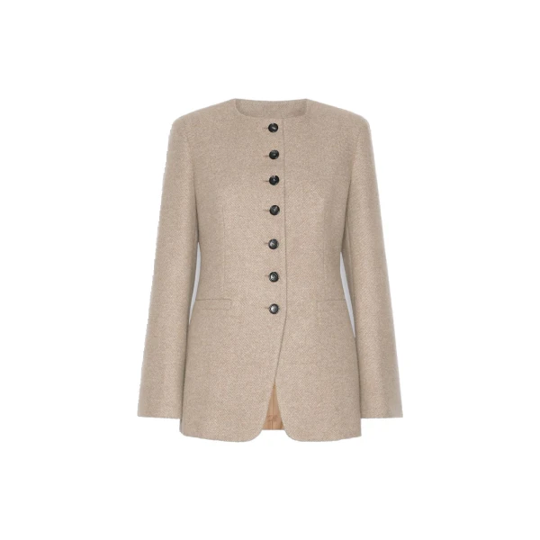Falla Cashmere Crew-Neck Jacket in Sand