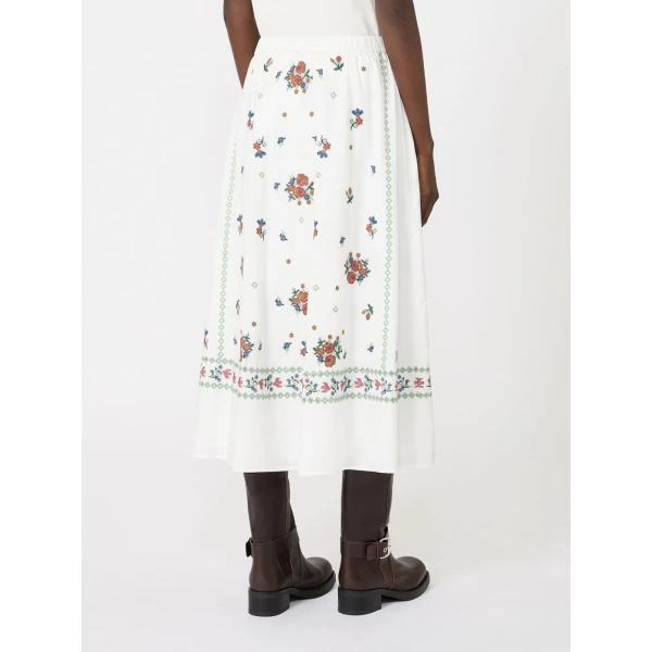 Max Mara Falla Long Embroidered Cotton Skirt in White | Maxi Skirts | Coveti