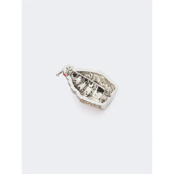Max Mara Falla Rhinestone Brooch in Ivory | Brooches & Pins | Coveti