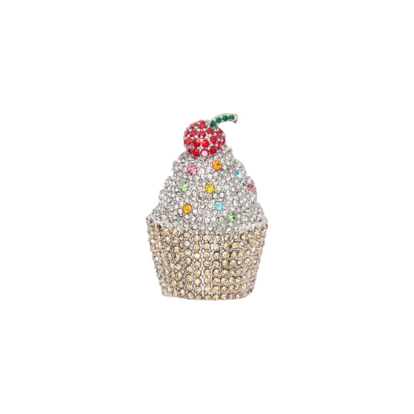 Max Mara Falla Rhinestone Brooch in Ivory | Brooches & Pins | Coveti