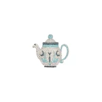 Max Mara Falla Rhinestone Brooch in Light Blue | Brooches & Pins | Coveti