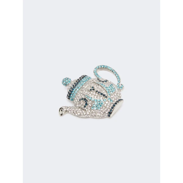 Max Mara Falla Rhinestone Brooch in Light Blue | Brooches & Pins | Coveti