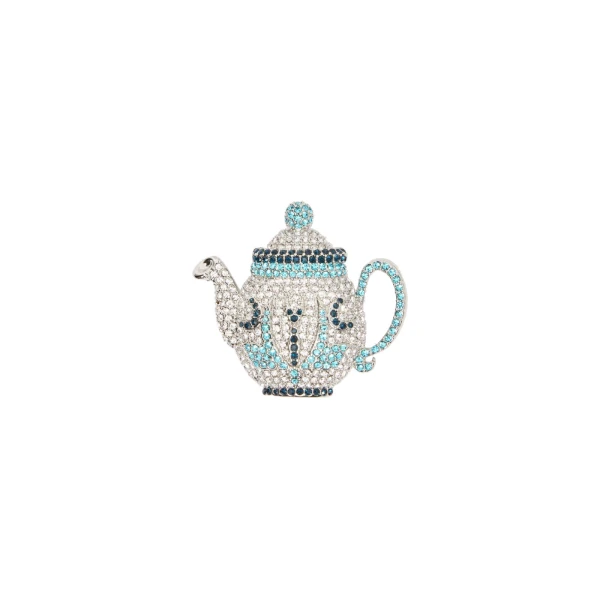 Max Mara Falla Rhinestone Brooch in Light Blue | Brooches & Pins | Coveti