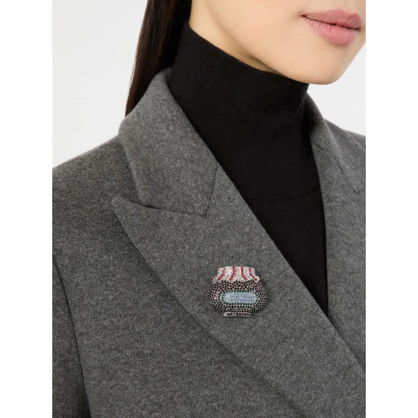 Max Mara Falla Rhinestone Brooch in Red | Brooches & Pins | Coveti