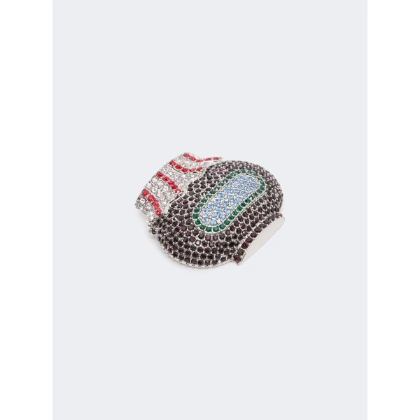 Max Mara Falla Rhinestone Brooch in Red | Brooches & Pins | Coveti
