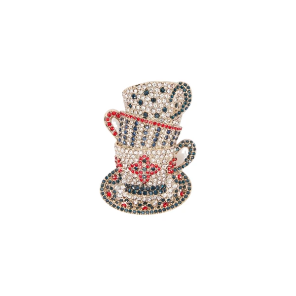 Max Mara Falla Rhinestone Brooch in Silver | Brooches & Pins | Coveti
