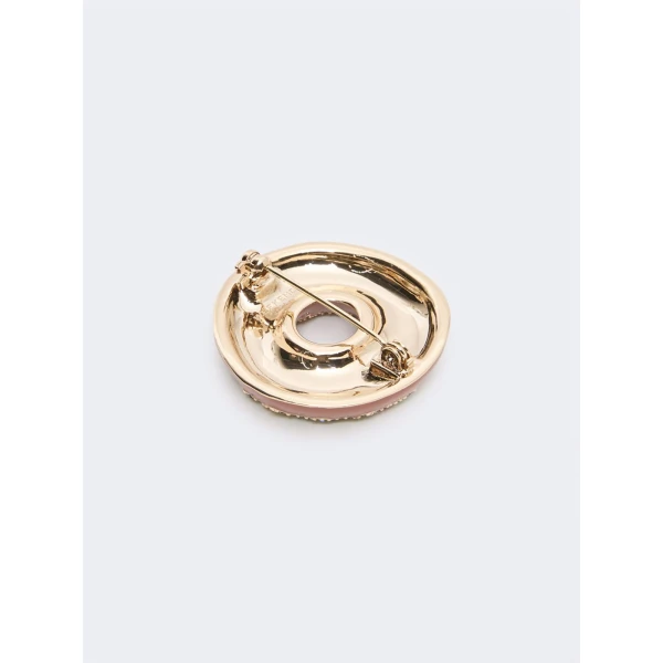 Max Mara Falla Rhinestone Brooch in Tobacco | Brooches & Pins | Coveti