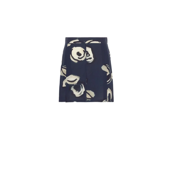 Fanale Printed Silk Crepe de Chine Shorts in Ultramarine