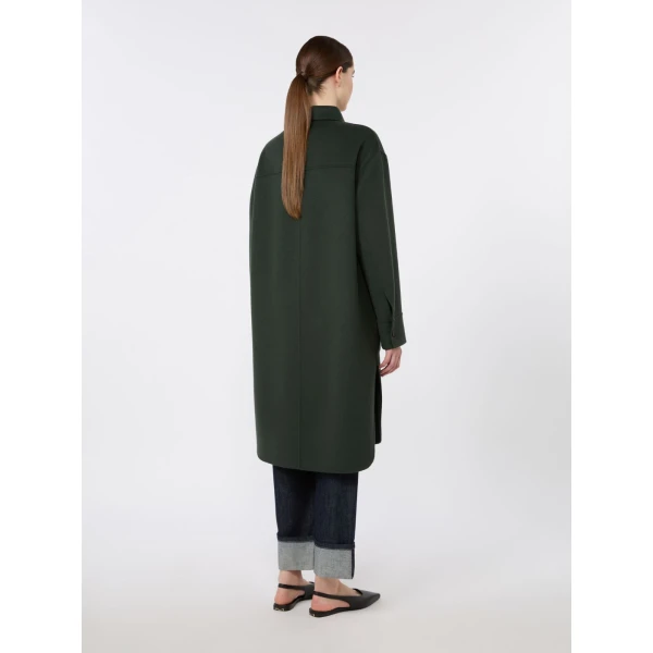 Max Mara Fante Wool Drap Midi Coat in Dark Green | Wool Coat | Coveti