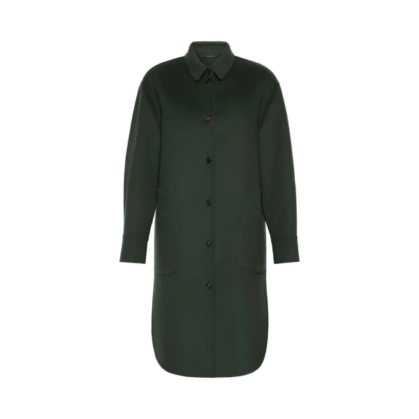 Max Mara Fante Wool Drap Midi Coat in Dark Green | Wool Coat | Coveti