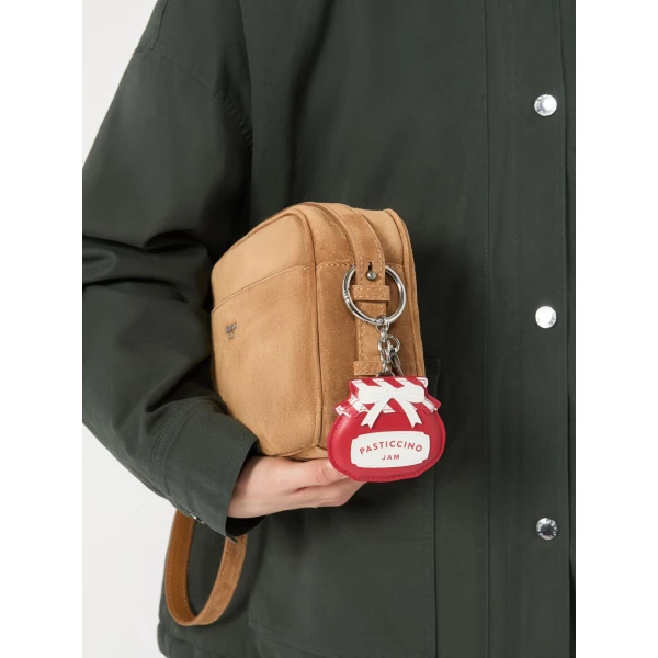 Max Mara Fantino Leather Keyring in Red | Bag charms | Coveti