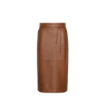Max Mara Fantino Natural Nappa Leather Pencil Skirt in Tobacco | Leather Skirts | Coveti