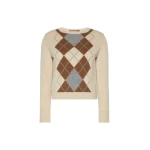 Max Mara Faraone Argyle Wool and Cashmere Sweater in Ecru | Sweaters | Coveti
