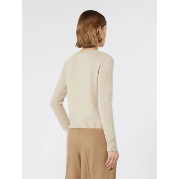 Max Mara Faraone Argyle Wool and Cashmere Sweater in Ecru | Sweaters | Coveti