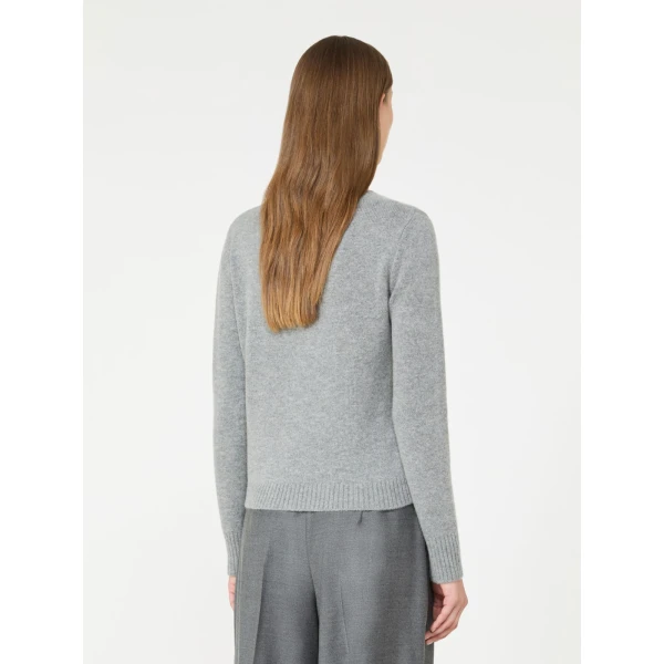 Max Mara Faraone Argyle Wool and Cashmere Sweater in Light Grey | Sweaters | Coveti