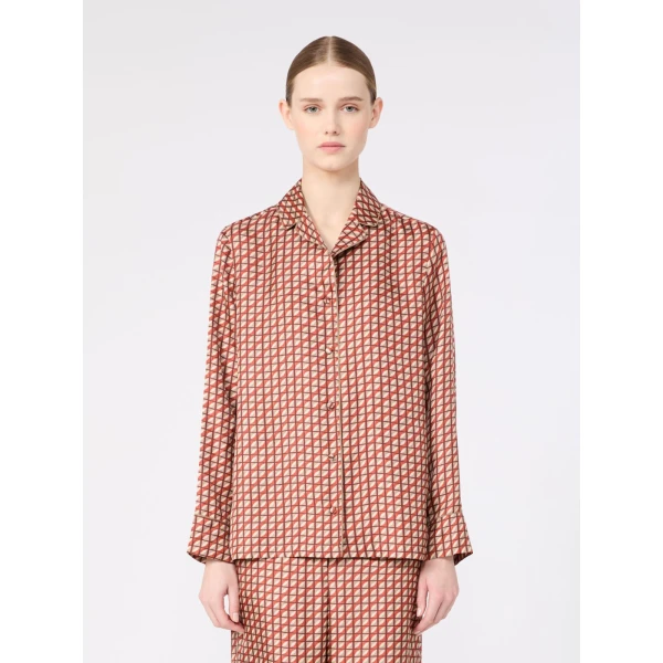 Max Mara Farnese Printed Silk Pyjama Shirt in Orange | Shirts | Coveti