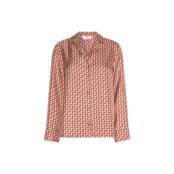 Max Mara Farnese Printed Silk Pyjama Shirt in Orange | Shirts | Coveti