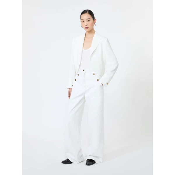 Max Mara Farnese Short Compact Cady Jacket in White | Blazers | Coveti
