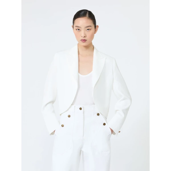 Max Mara Farnese Short Compact Cady Jacket in White | Blazers | Coveti