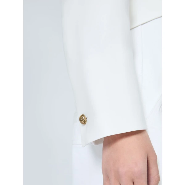 Max Mara Farnese Short Compact Cady Jacket in White | Blazers | Coveti