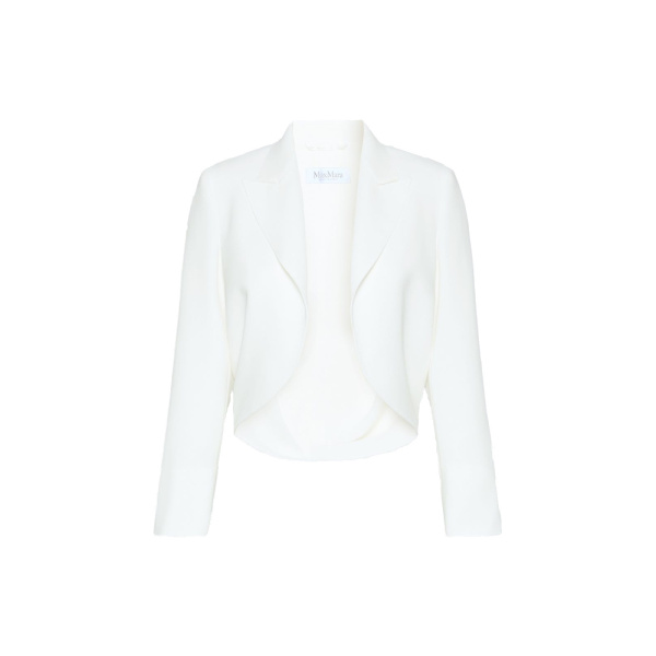 Max Mara Farnese Short Compact Cady Jacket in White | Blazers | Coveti