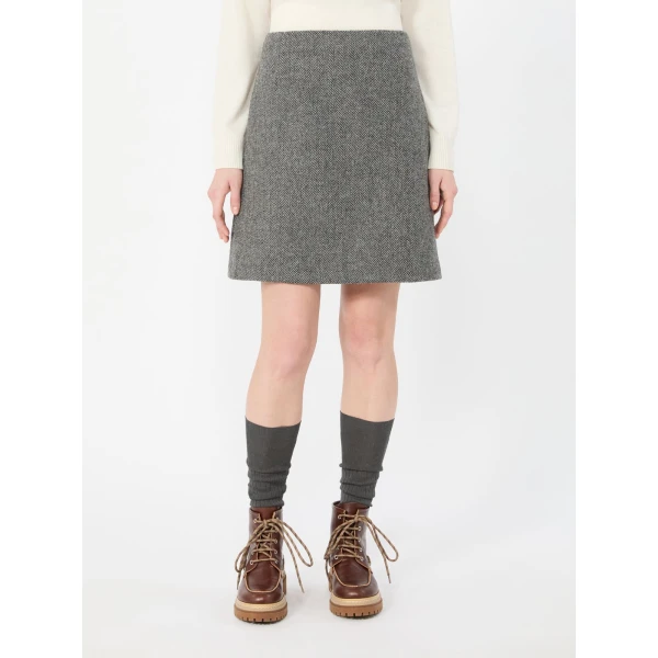 Max Mara Farnese Wool Blend Mini Skirt in Dark Grey | Mini Skirts | Coveti