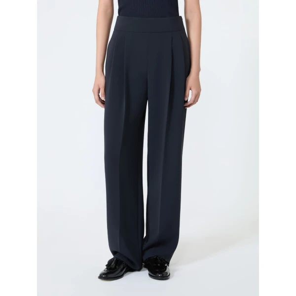 Max Mara Fascia Compact Cady Trousers in Midnight Blue | Tailored pants | Coveti