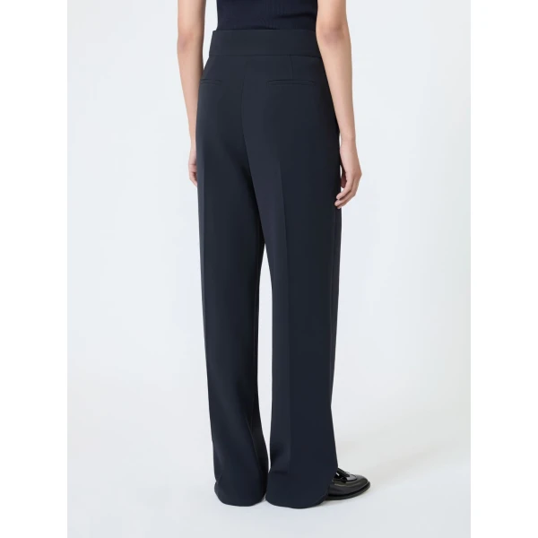 Max Mara Fascia Compact Cady Trousers in Midnight Blue | Tailored pants | Coveti