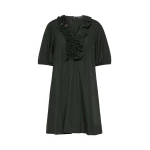 Max Mara Fascino Cotton Poplin Ruffle Mini Dress in Green | Mini Dresses | Coveti