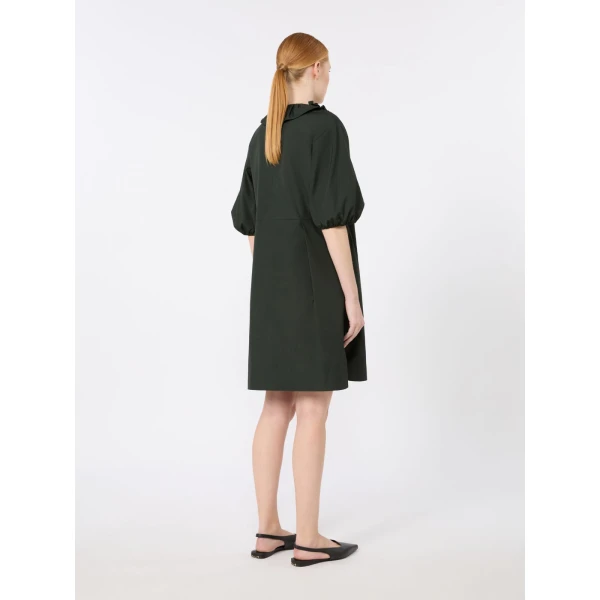 Max Mara Fascino Cotton Poplin Ruffle Mini Dress in Green | Mini Dresses | Coveti